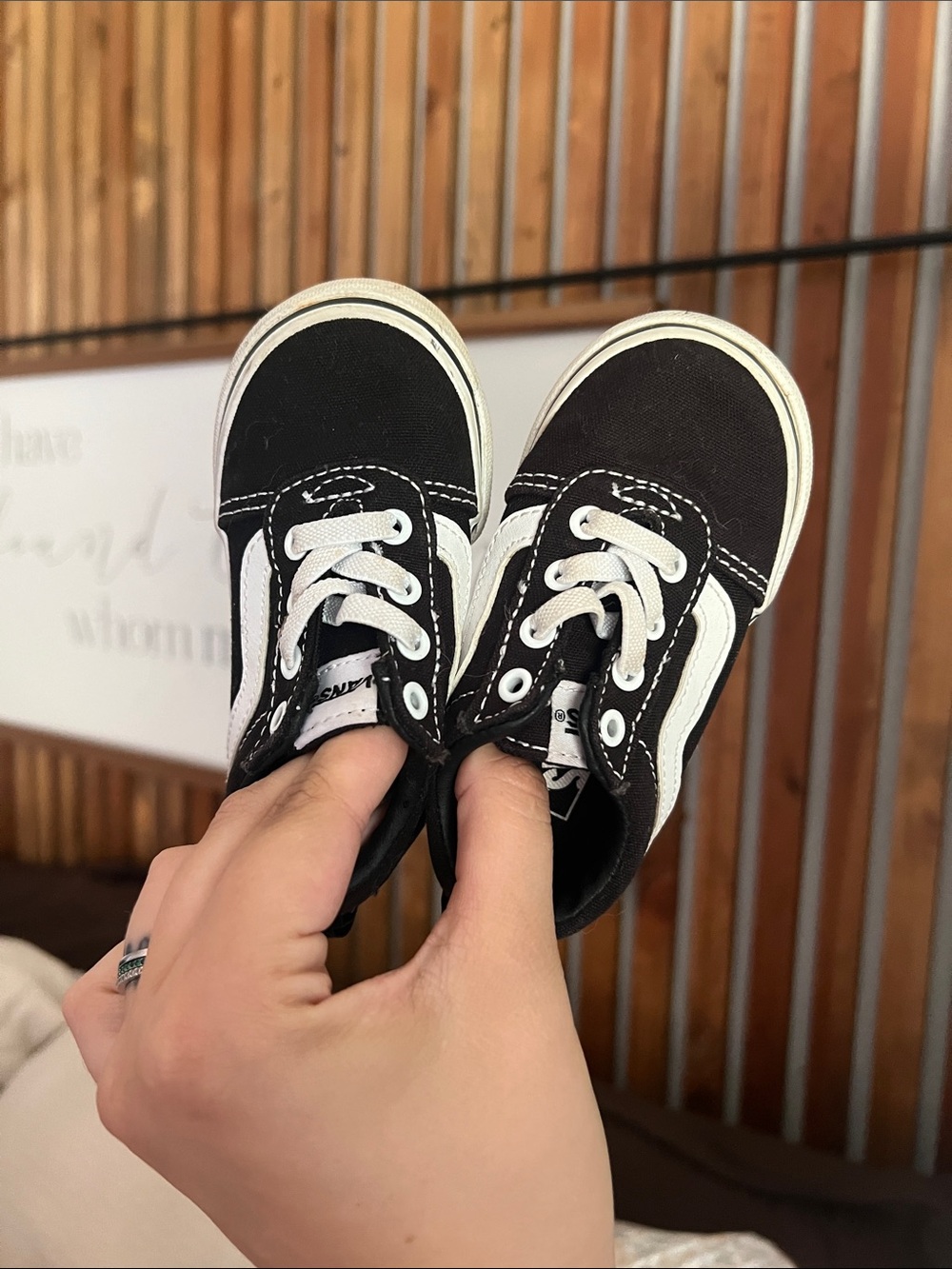 Vans Black and White Kids Low-Top Sneakers